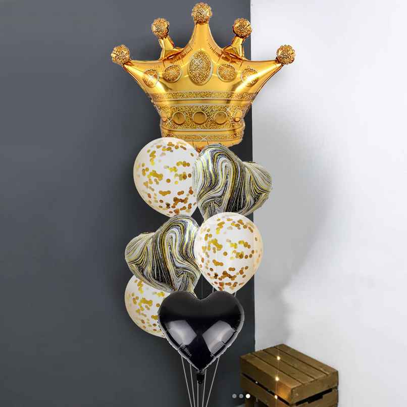 Romantic Decoration Combo with Black Heart Foil Balloons | Party Propz